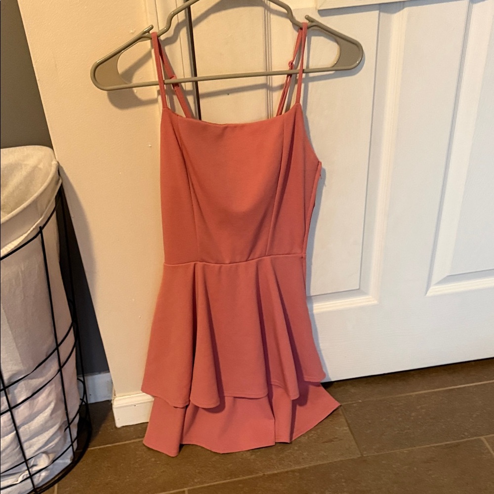 Pink Dress with Ruffle Hem